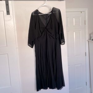 PLUS Black Midi Pleated Dress